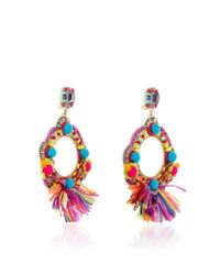 Ranjana Khan | Blue Fringe Embellished Circle Earrings | Lyst