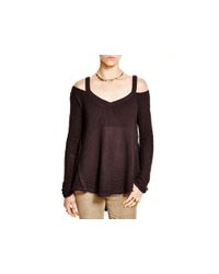 Free People | Gray Moonshine Cold Shoulder Sweater | Lyst