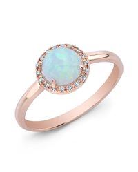 Anne Sisteron - Pink 14kt Rose Gold White Opal Diamond Solitaire Ring - Lyst