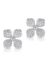Anne Sisteron - Metallic 14kt White Gold Diamond Gardenia Flower Stud Earrings - Lyst