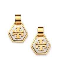 Tory Burch | Metallic Geo T Logo Drop Earrings | Lyst