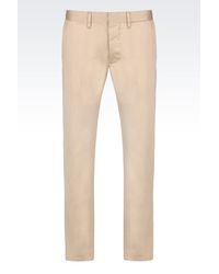 Emporio Armani | Natural Trousers In Cotton Satin for Men | Lyst