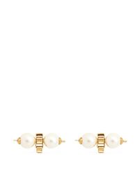 Ela Stone | White 'celia' Double Pearl Stud Earrings | Lyst