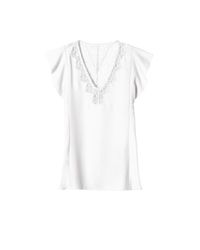 Rebecca Taylor | White Sleeveless Crepe Lace Top | Lyst