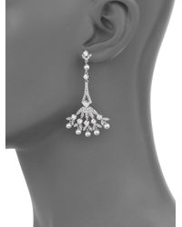 Adriana Orsini | Metallic Wisteria Pavé Crystal & Faux Pearl Fan Drop Earrings | Lyst
