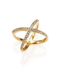 Michael Kors | Metallic Brilliance Statement Pavé Midi X Ring | Lyst