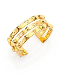 Tory Burch | Metallic Stacked Logo Stud Cuff Bracelet | Lyst