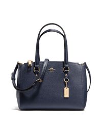 COACH | Blue Textured Leather Satchel | Lyst