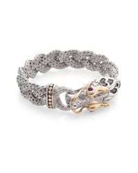 John Hardy | Metallic 18k Gold Sterling Silver Ruby Braided Dragon Bracelet | Lyst