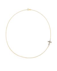 Mizuki | Metallic Diamond & 14k Yellow Gold Side Cross Necklace | Lyst