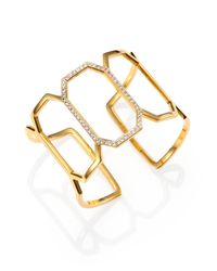 Elizabeth and James | Metallic Mediterranean Pave White Topaz Open Cuff Bracelet | Lyst
