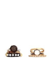 Iosselliani | Multicolor Cultured Pearl And Crystal Six Ring Set | Lyst