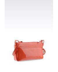 Armani Jeans | Orange Baguette Bag In Patent Faux Leather With Pendant | Lyst