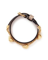 Alexander McQueen | Brown Skull Chain Double Wrap Leather Bracelet | Lyst