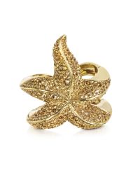 Roberto Cavalli - Metallic Sea Life Golden Brass W/Crystal Star Fish Bangle - Lyst