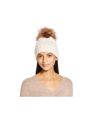 Inverni | White Foldover Knit Beanie With Asiatic Raccoon Fur Pom-pom | Lyst