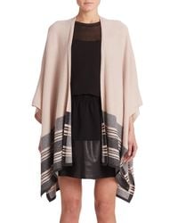 Vince | Brown Wool & Cashmere Striped Poncho | Lyst