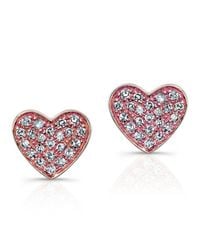 Anne Sisteron - Pink 14kt Rose Gold Diamond Heart Stud Earrings - Lyst