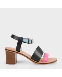 Paul Smith | Women's Black Leather 'castle' Sandals With Contrasting Straps | Lyst