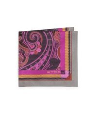 Etro | Multicolor Bordered Paisley Silk Pocket Square for Men | Lyst