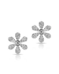 Anne Sisteron - Metallic 14kt White Gold Diamond Mini Daisy Flower Stud Earrings - Lyst