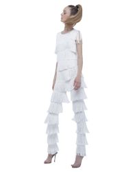 Norma Kamali | White Boot Pant All Over Fringe | Lyst