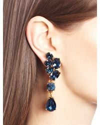 Oscar de la Renta | Blue Swarovski Crystal Asymmetrical Earrings | Lyst