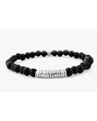 Tateossian - Disc Round Black Agate Beaded Bracelet With Silver Spacer Discs for Men - Lyst