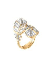 John Hardy | Metallic Classic Chain Feather 18k Diamond Overlap Ring | Lyst