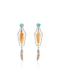 Lydia Courteille | Multicolor One Of A Kind Feather Drop Earrings | Lyst