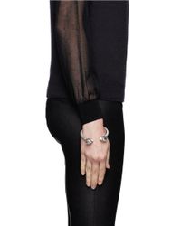 Alexander McQueen | Metallic Twin Skull Crystal Crown Bangle | Lyst