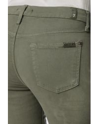 7 For All Mankind Green Mid Rise Skinny In Fatigue