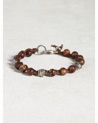 John Varvatos | Brown Matte Agate Bead Bracelet for Men | Lyst