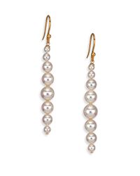 Majorica | Metallic 3mm-8mm White Pearl Linear Drop Earrings | Lyst