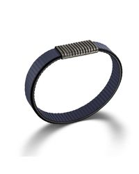 John Hardy | Station On Blue Stripe Leather Bracelet With Black Oxidation for Men | Lyst