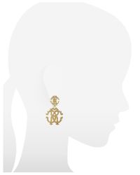 Roberto Cavalli - Metallic Rc Lux Signature Earrings W/Crystal - Lyst