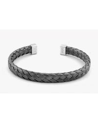 Tateossian - Bamboo Bracelet In Tightly Weaved Black Rhodium Plated Silver With Silver Caps for Men - Lyst