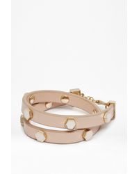 French Connection | Pink Hexagon Stud Double Wrap Bracelet | Lyst