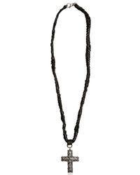 Emanuele Bicocchi | Metallic Silver Cross Pendant On Leather Necklace | Lyst