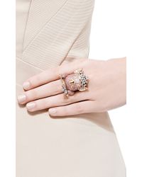 Lydia Courteille | 18k Pink Gold Animal Farm Ring with Multi-colored Diamonds and Pink Sapphires | Lyst