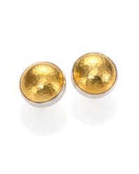Gurhan | Metallic Amulet 24k Yellow Gold & Sterling Silver Large Dome Earrings | Lyst