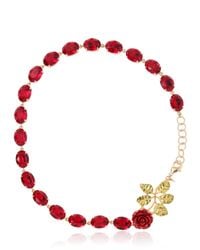 Dolce & Gabbana | Red Swarovski Crystal Rose Necklace | Lyst