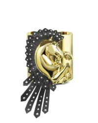 Roberto Cavalli | Metallic Arion Metal And Leather Bracelet | Lyst