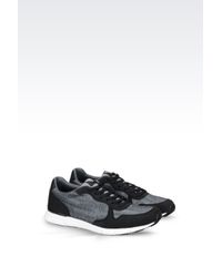 Armani Jeans | Gray Sneaker In Logo Patterned Technical Fabric for Men | Lyst
