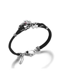 John Hardy | Dragon Station Bracelet On Black Satin Cord With Black Enamel | Lyst