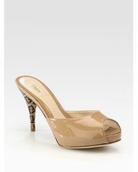 Fendi | Natural FF Superstar Patent Leather Slides | Lyst