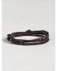 John Varvatos | Black Waxed Knotted Cord Skull Wrap Bracelet for Men | Lyst