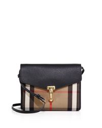 Burberry | Black Macken Small House Check & Leather Crossbody Bag | Lyst