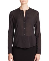 James Perse | Black Cotton-blend Blouse | Lyst
