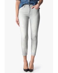 7 For All Mankind | Gray The Mid Rise Cropped Skinny | Lyst